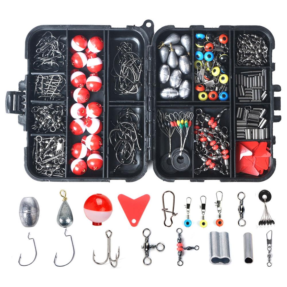 264pcs Fishing Accessories Kit Set with Fishing Tackle Box Including Fishing Sinker Weights Fishing Swivels Snaps jig Hook
