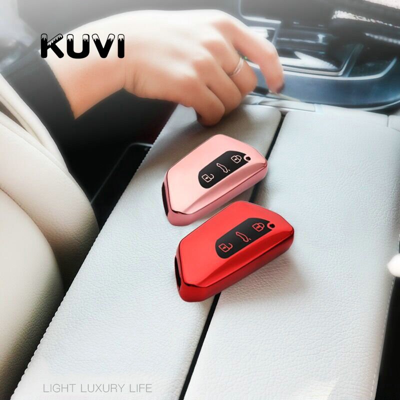 Blød tpu bil fjernbetjening nøgle cover til vw volkswagen golf 8 mk8 skoda octavia 3 knap smart key protecto shell tilbehør