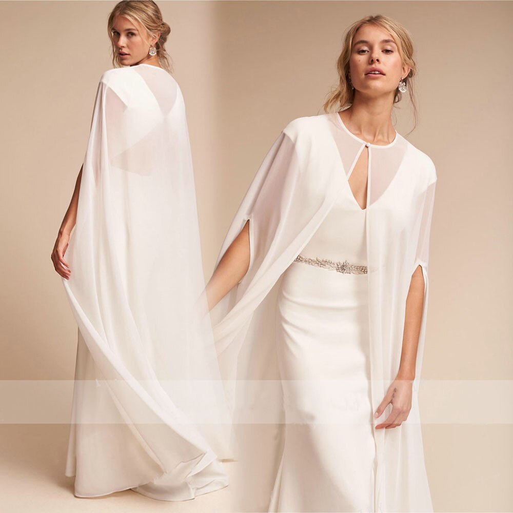 Wedding dress accessories shawl bride white / ivory chiffon shawl special occasion mermaid dress accessories cloak