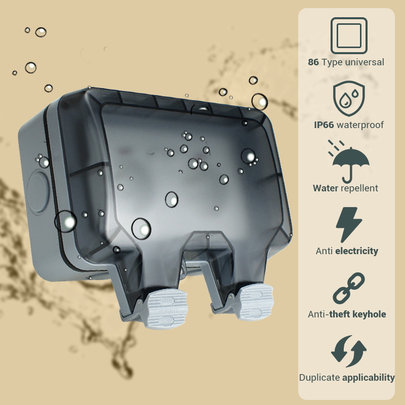 Avoir IP66 Zauberstab-Netzschalter-Steckdose, wetterfeste Steckdose für Höhle Außenbereich, Dual-Französisch-Standard-Stecker, Plsatic-Kasten für Zuhause und Garten