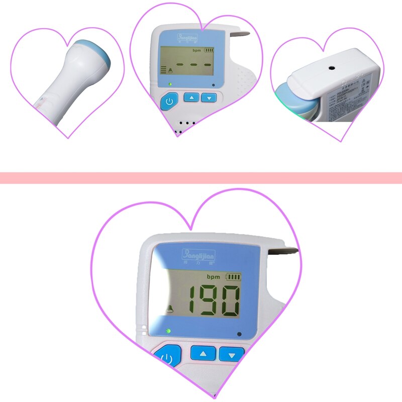 Pocket Foetale Doppler, Prenatale Baby Heart Beat Monitor 4.5 Display Fetal Doppler Monitor Voor Zwangere Vrouwen