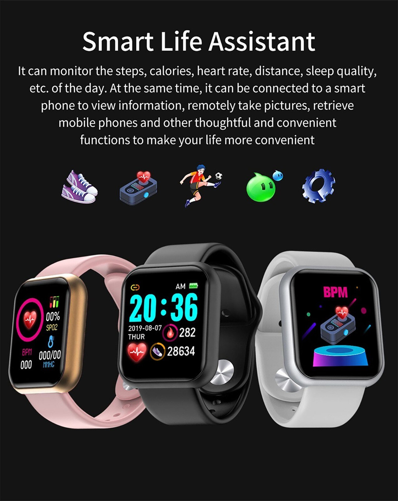 1.3inch Tft Smart Watch Men Women Smart Watch Heart Rate Monitor Fitness Tracker Sport Watch Smart Bracelet Kids