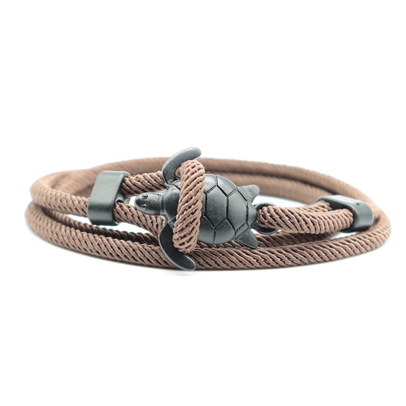 Noter novel skildpadde armbånd til mænd håndlavet flerlags justerbar snor kæde armbånd strand surfer smykker wrap braslet pulseira: Mørkt guld