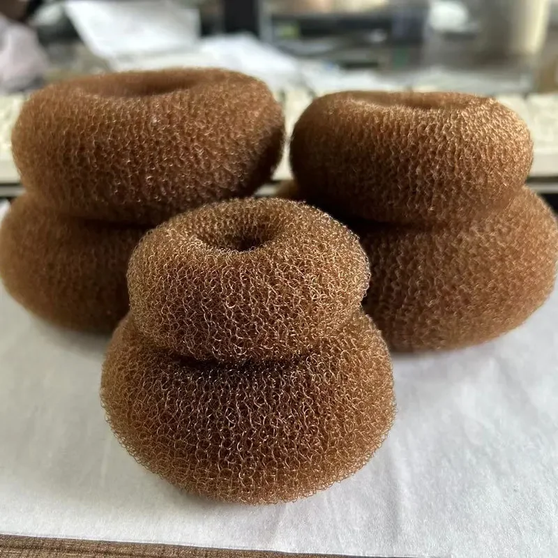 Moño de pelo para niña y mujer, esponja de espuma, anillo grande fácil, herramientas de peinado, accesorios de peinado, 2 colores: Caqui oscuro