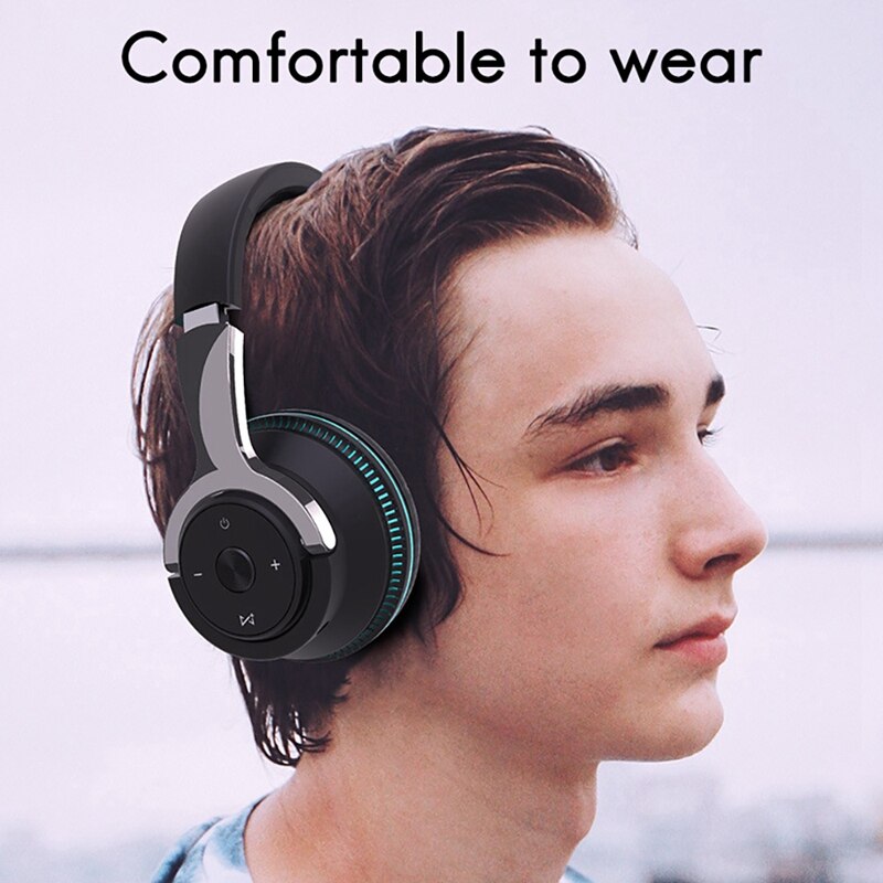 H2 Wireless Bluetooth Headset Colorful Lighting Game Foldable Headset Support Bluetooth/AUX Wired/Card Playback