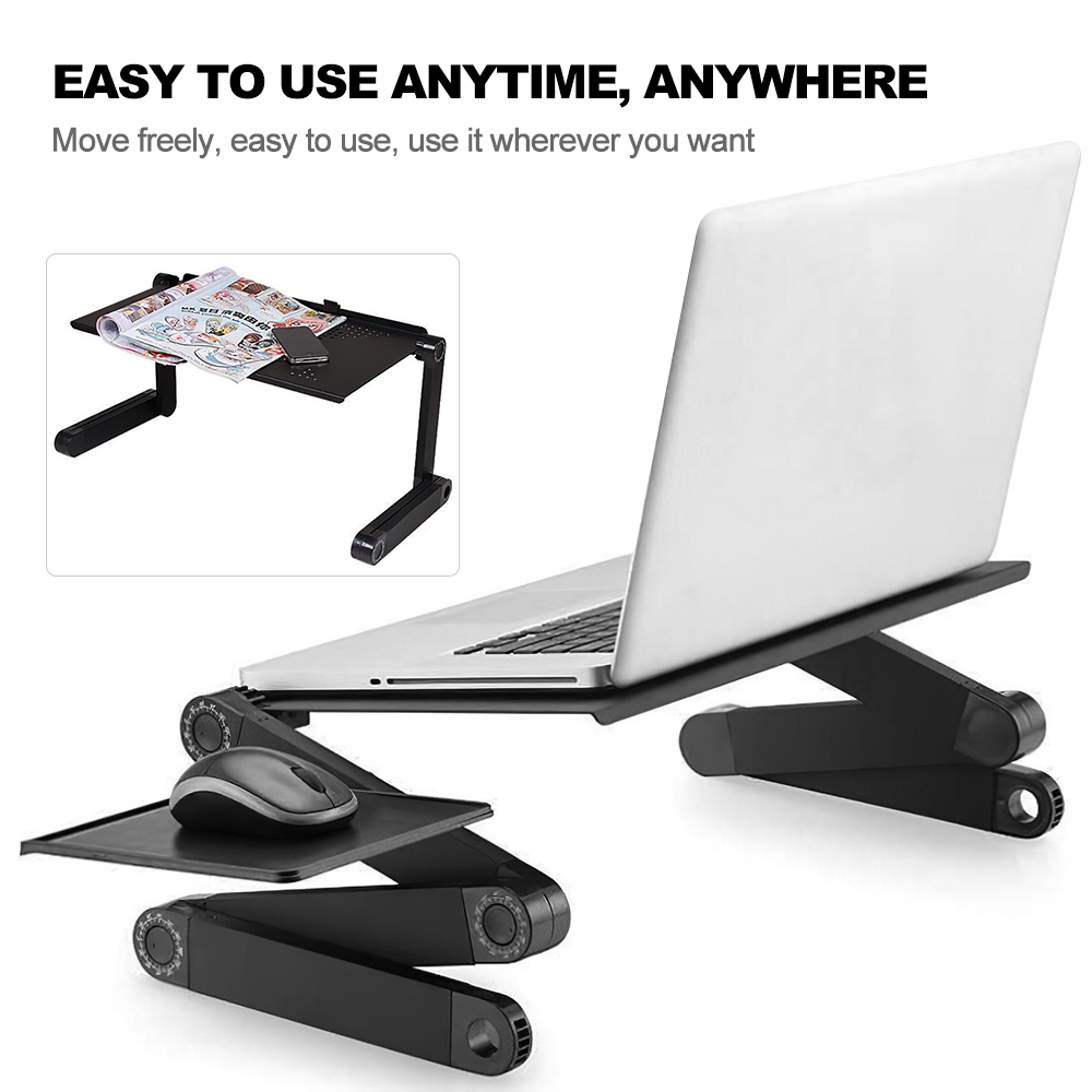 Adjustable Aluminum Laptop Desk Ergonomic Computer Desk Portable Folding Notebook Table Desk Stand for PC TV Bed Lap Desk Tray