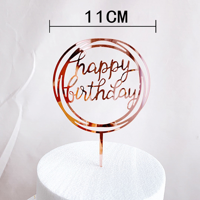 Outils de décoration de gâteaux de fête d'anniversaire en or Rose, décoration de gâteau en acrylique pour fille et garçon, accessoires de Dessert pour réception pour bébé: Orange