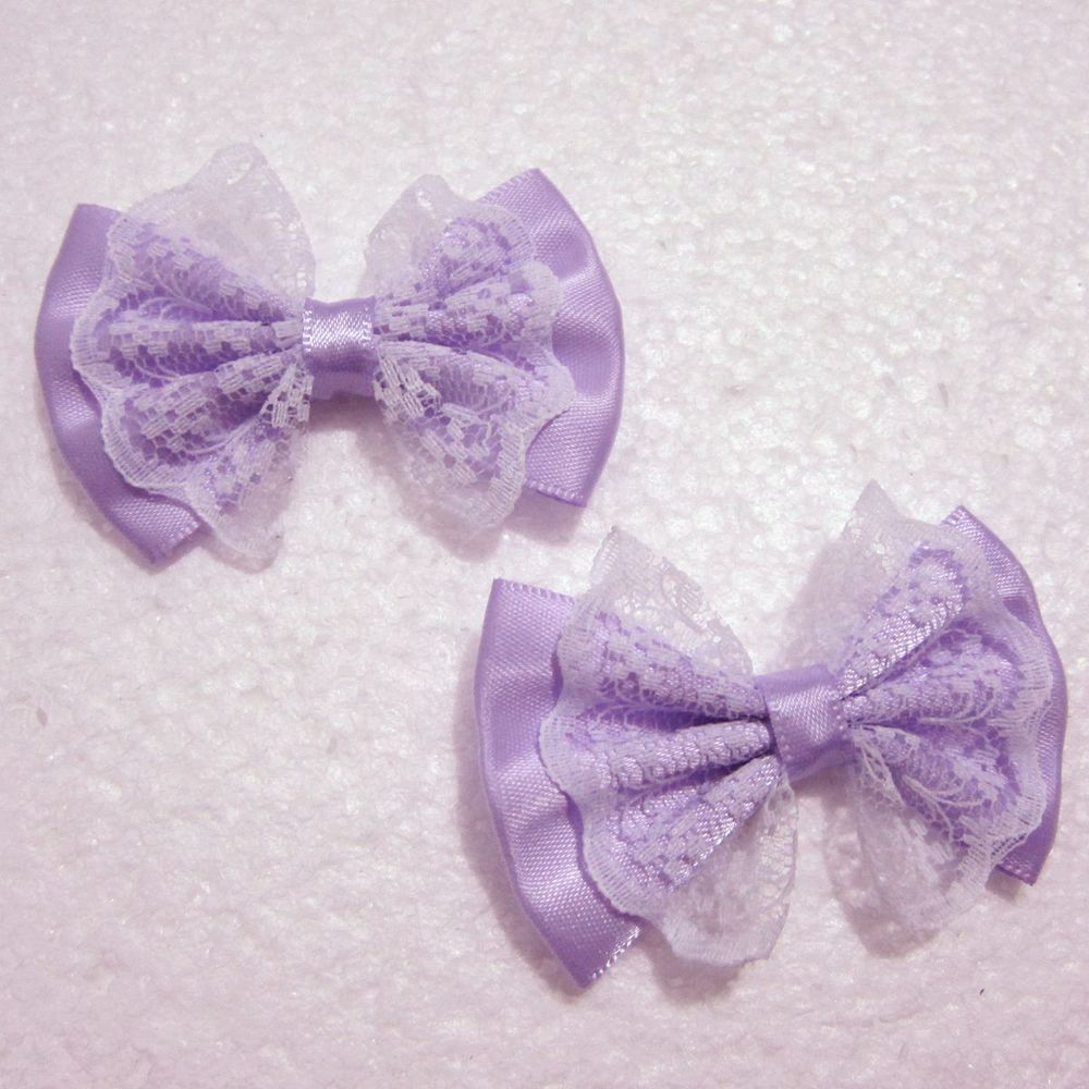 10 stuks/partij 55mm*35mm organza satijnen lint strik applicaties knutselen diy bruiloft  a01: Paars