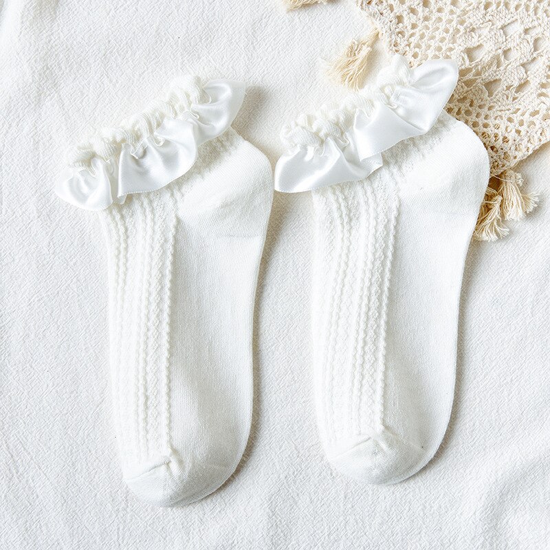 1 Pair Lolita Style Japanese Maiden Lovely Woman Lace Short Socks Spring Summer Autumn Sweet Ruffle Cotton Socks