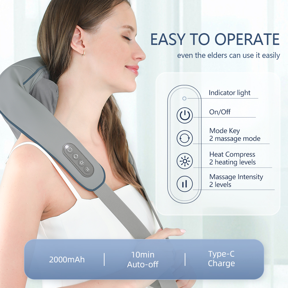 Foreverlily-Châle de massage cervical sans fil, masseur de cou initié, pétrissage du dos, assemblage Ezius, 26W