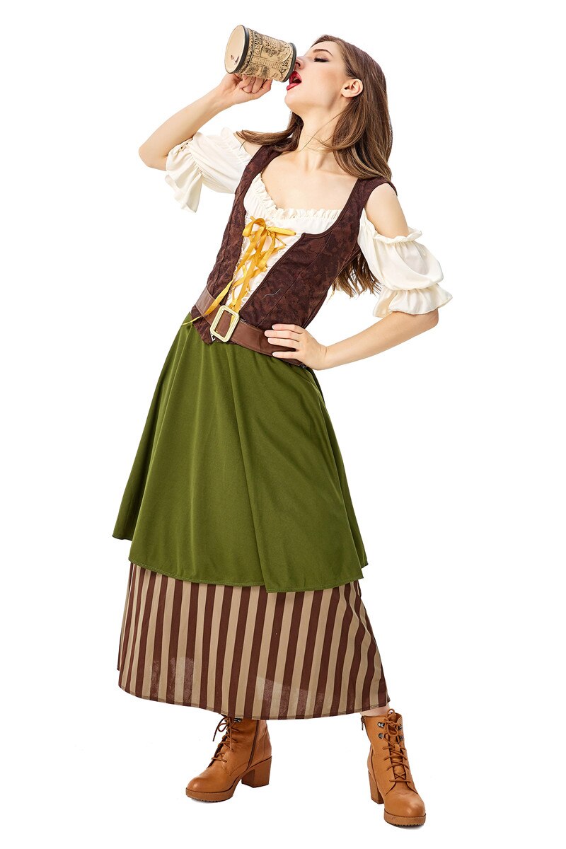 Costume de serveuse de bière allemande oktoberfestival pour filles, tenue de travail, de serveur de bière, de la Tradition cubaine, , M-2XL