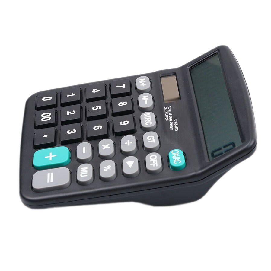 kebidumei Solar Calculator Calculate Solar 2 in1 Powered 12 Digit Electronic Calculator With big Button for Office Black