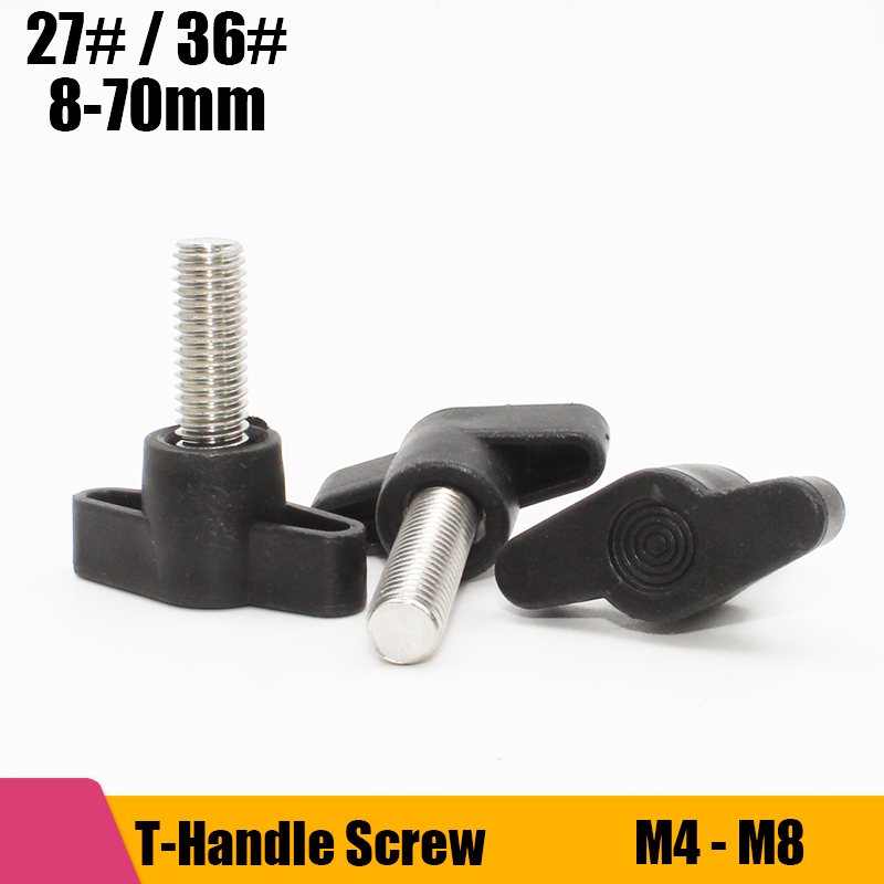 Śruba z uchwytem T 2/4szt M4 M5 M6 M8 304 Śruba ręczna ze stali nierdzewnej ze śliwkowym bakelitem / śruba z plastikowym łbem motylkowym