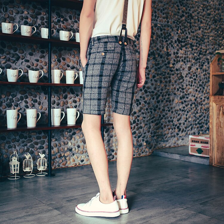 men's clothing summer vintage suspenders casual plaid the trend male bib pants singer costumes