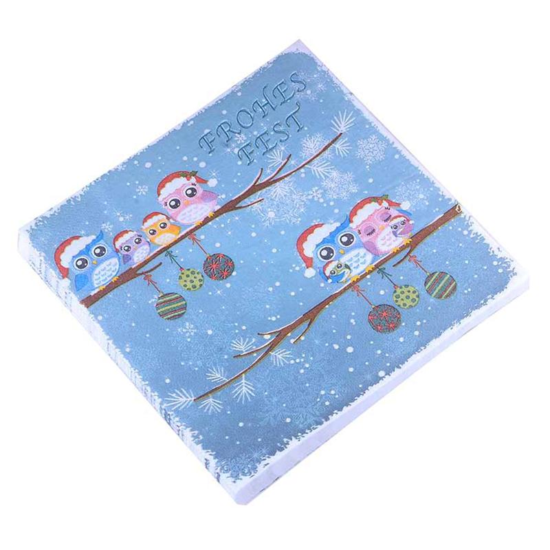 40pcs Leuke Uil Gedrukt Servetten Kerst Decoratieve Tissue Diner Papieren Handdoek Feestartikelen