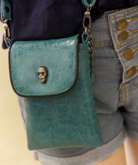 El mini bolso, cadena femenina coreana, paquete diagonal, billetera cero, paquete de calavera de: Verde militar