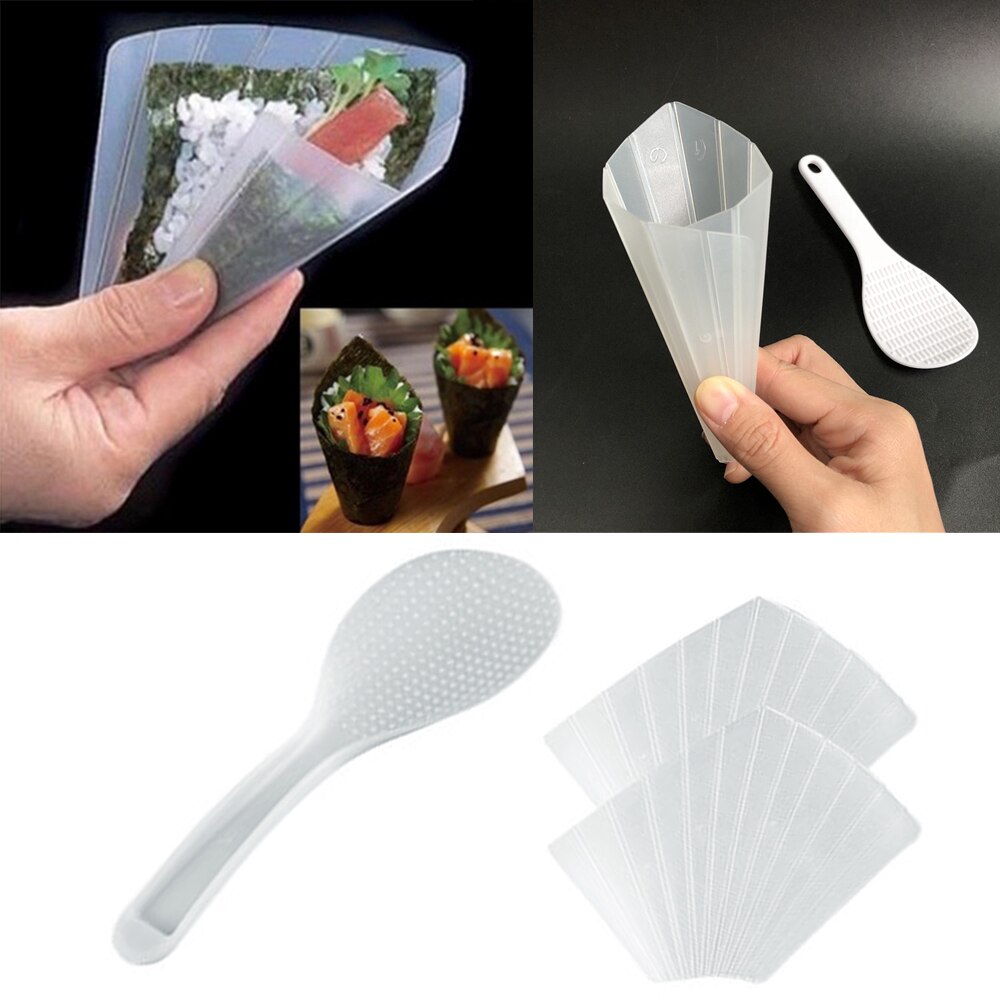Sushi Tools Two Hand Roll Temaki Sushi Molds Moulds DIY Sushi Maker Onigiri Bento Rice Ball Maker With Rice Paddle