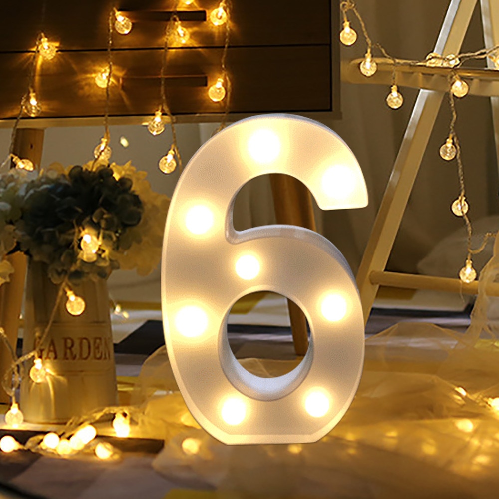 LED Digital Light Number Lamp Alphabet LED Digital Wedding Decoration Light Up White Plastic Digital Standing Hanging Lights