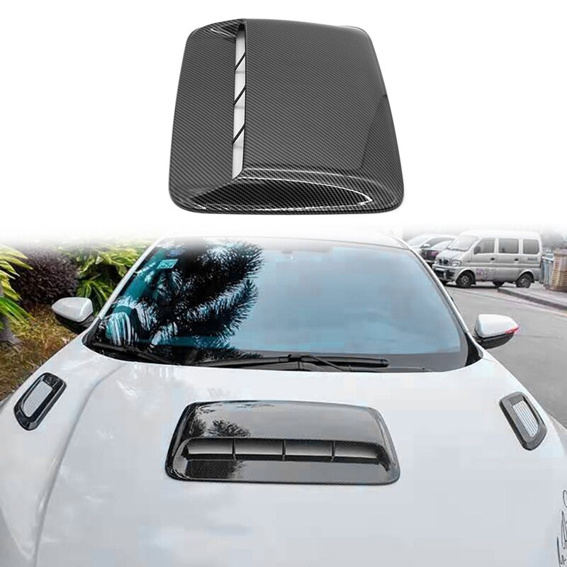 Car Universal Hood Vent Air Outlet Cover for Infiniti Mazda Tesla Hood Scoop Air Flow Intake Vent Cover: Carbon Fiber Pattern