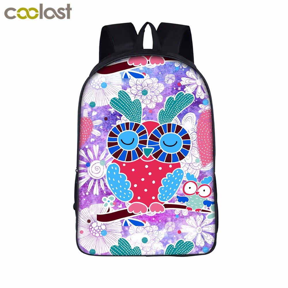 16 inch Cartoon Owl Student Backpack Cute Animal Print School Bag For Teenager Women Men Laptop Backpack Boys Girls Travel Bags