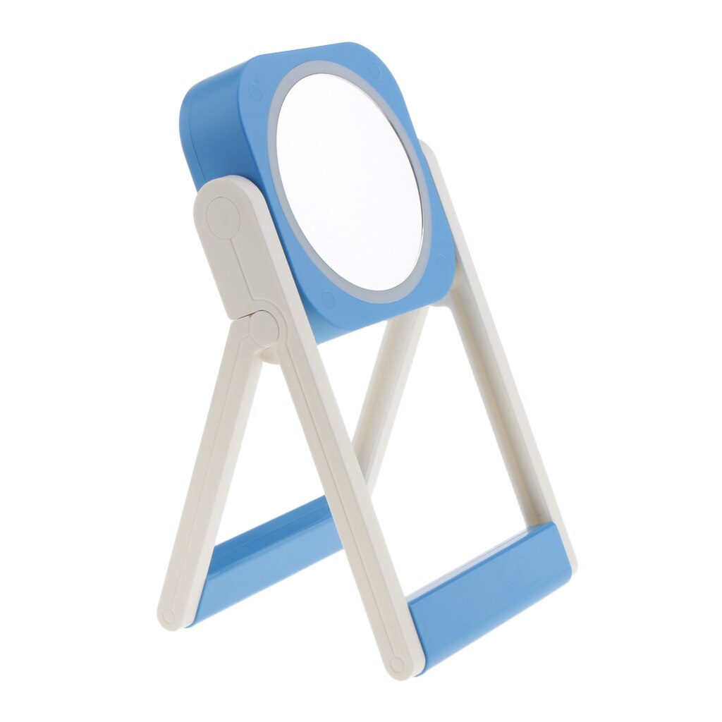 Dual Side LED Makeup Desktop Mirror with Lights Swivel Vanity Mirror Bedroom Blue