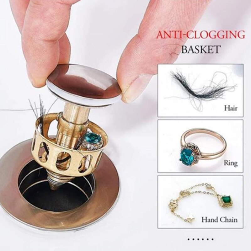 Universal Wash Basin Bounce Drain Filter Sink Kitchen Bathroom Drain Vanity Stopper Bathtub Plug Trap Hair Catcher Faucet