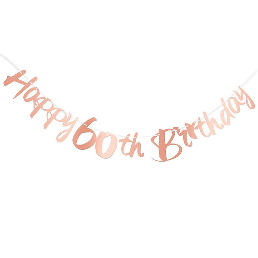 60e verjaardagsdecoratie voor vrouwen roségouden feestbanner Hangende Swirl verjaardagsborden Verjaardagsjerp voor vrouwen: Deep Blue
