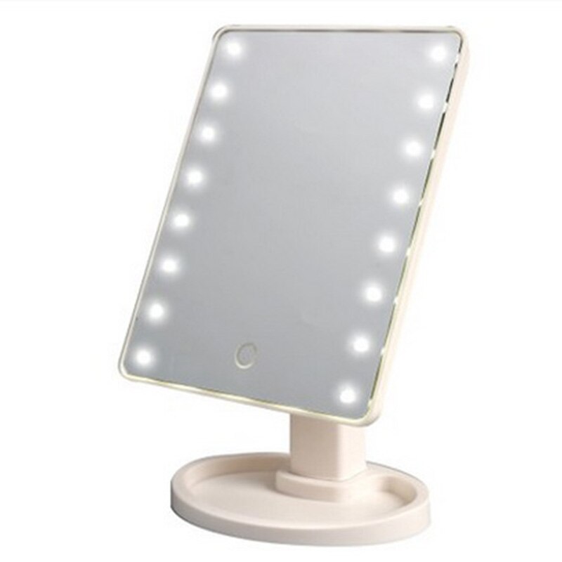 360 Degrees Rotation Makeup Mirror Adjustable 16/22 Leds Lighted LED Screen Portable Luminous Cosmetic Mirrors hh88: white 16 led