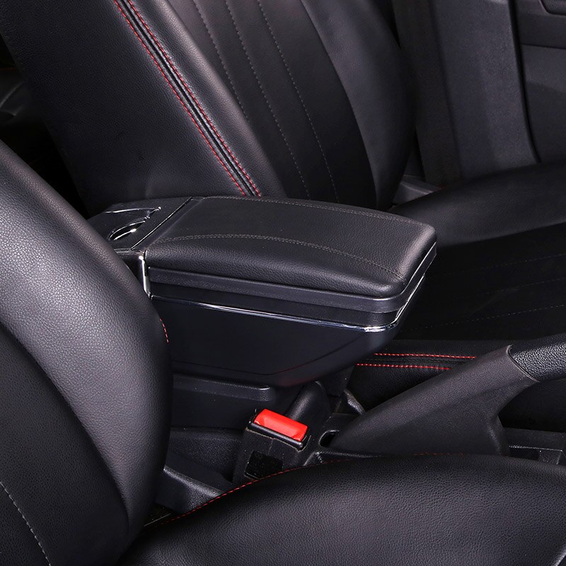 Armrest box For Suzuki Ignis Arm Rest Dual Layer Rotatable central Store content box ashtray USB Charging Car accessories: A Style All Black