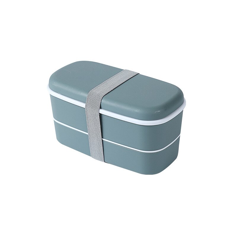 1Pcs 900Ml Gezonde Materiaal Lunchbox 2 Layer Tarwe Stro Bento Dozen Verse Houden Doos Magnetron Servies lunchbox Servies: green with tableware