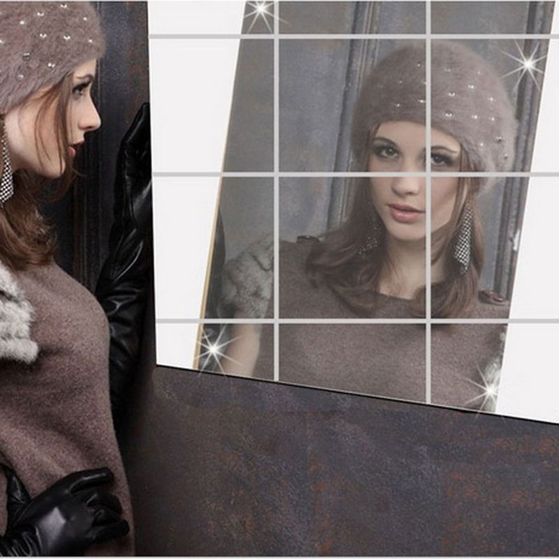 16 Stuks Verwijderbare Vierkante Flexibele Spiegel Muurstickers Home Decor Non Glas Spiegel