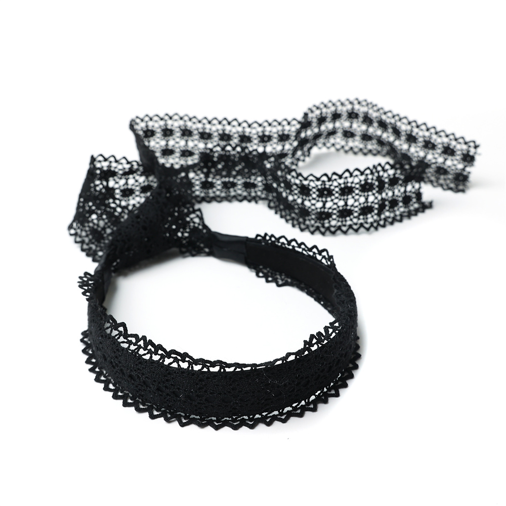 Hårbånd i bomuldsblonder, farverigt, elegant hårsløjfe, hårtilbehør, hårpandebånd med krøllet hår: Abrikos