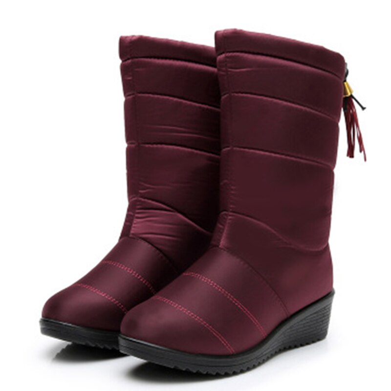 Støvler dame & #39 ;s vintersko mid-kalv vandtætte snestøvler kiler varm pels kvindelige støvler sko kvinde fodtøj chaussures femme