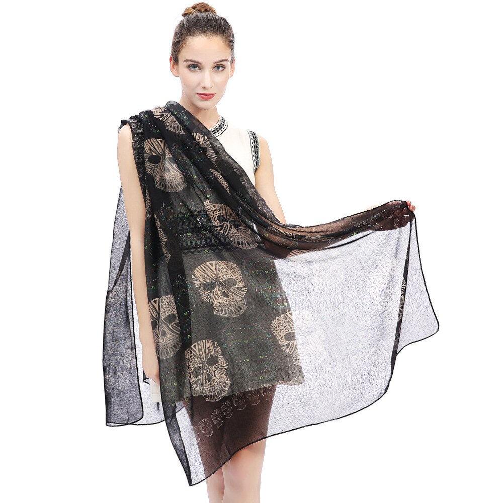 Sugar Skull Print Women's Large Scarf Shawl Wrap Accessories