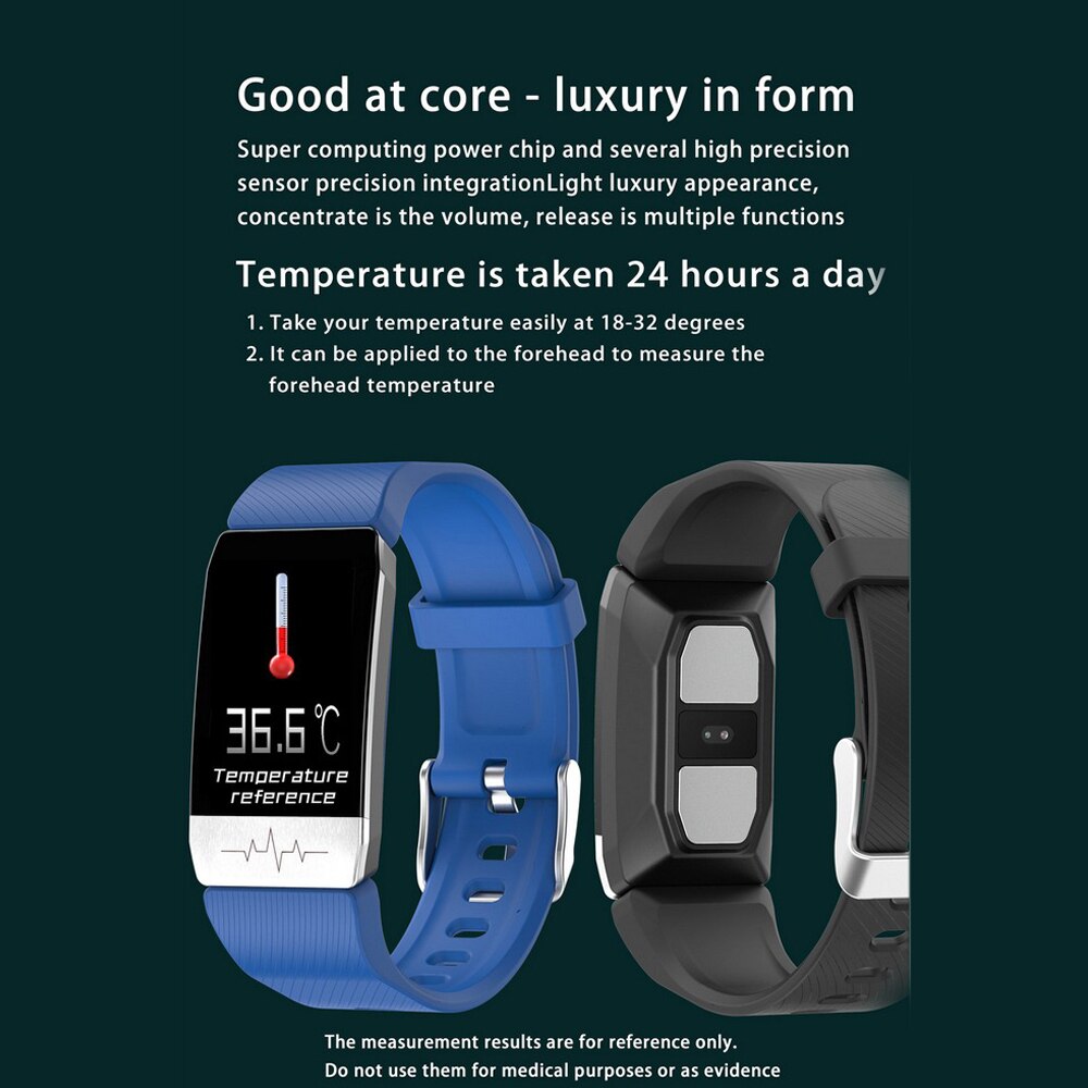 Multifunctionele Smart Horloge Body Temperatuur Meting Gezondheid 6 In 1 Hartslag Smart Horloge Waterdicht Fitness Tracke