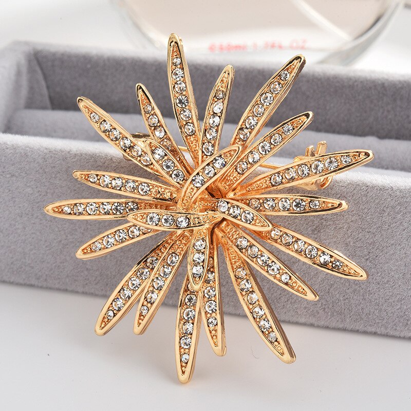 nuovo la moda squisita corpetto temperamento spilla in lega di girasole strass pieno da donna accessori semplici e versatili