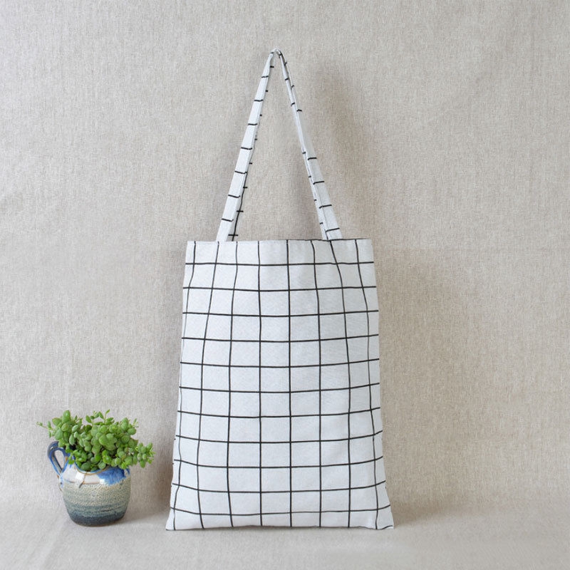 Vrouwen Linnen Katoen Eco Herbruikbare Shopping Schoudertas Canvas Purse Pouch Tote Totes Handtassen: WHITE