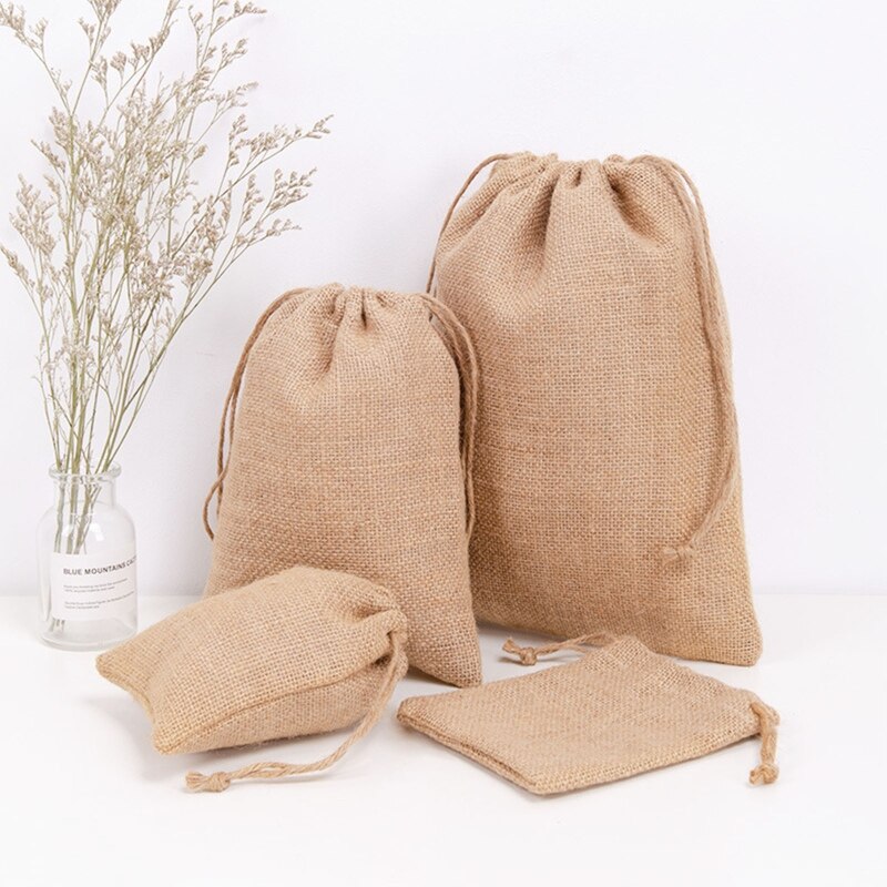 D0LF Draagbare Jute Tasje Reizen Wasserij Wassen Pouch Schoen Kleding Organizer