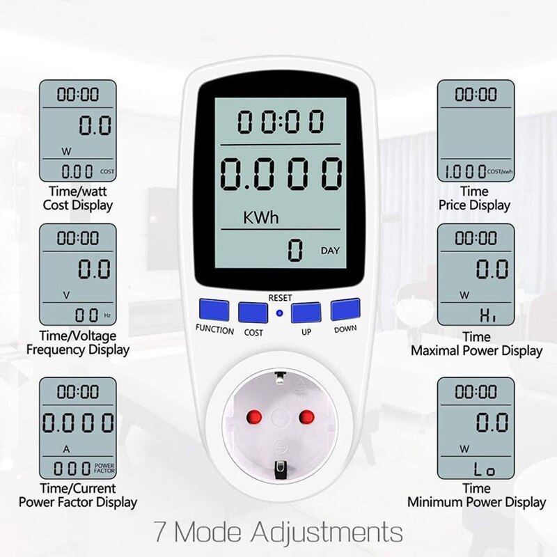 Power Analyzer Energy Meter Measuring Socket Digital Power Meter Wattmeter Watt Monitor Electricity Consumption Analyzer Monitor