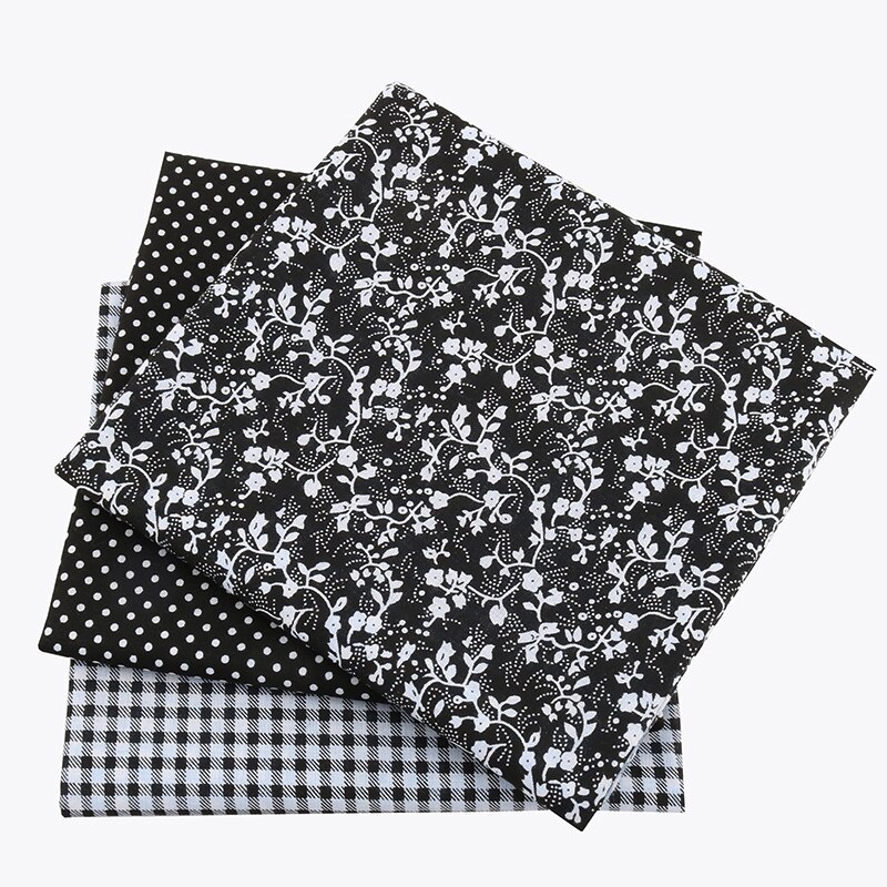 Nanchuang 7pcs/Lot Black Thin Cotton Fabric Low Density Patchwork Cloth DIY Handmade Sewing Tissue Needlework Pattern 50x50cm