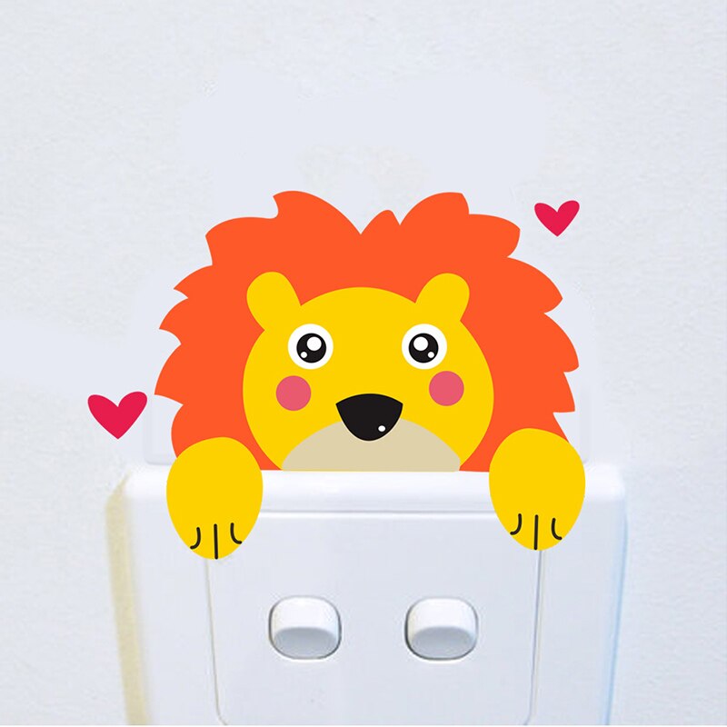 1Pcs Cute Animals Wall Stickers Waterproof Kids Rooms Accessories Wallpaper PVC Removable Home Decor Switch Sticker