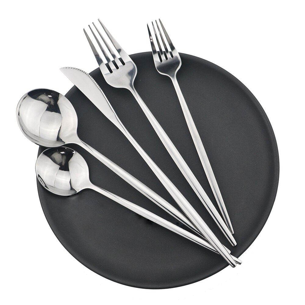 30Pcs Silverware Set 18/10 Stainless Steel Dinnerware Set Cutlery Set Knife Fork Spoon Dinner Set Silver Home Tableware Set: 30 Pcs