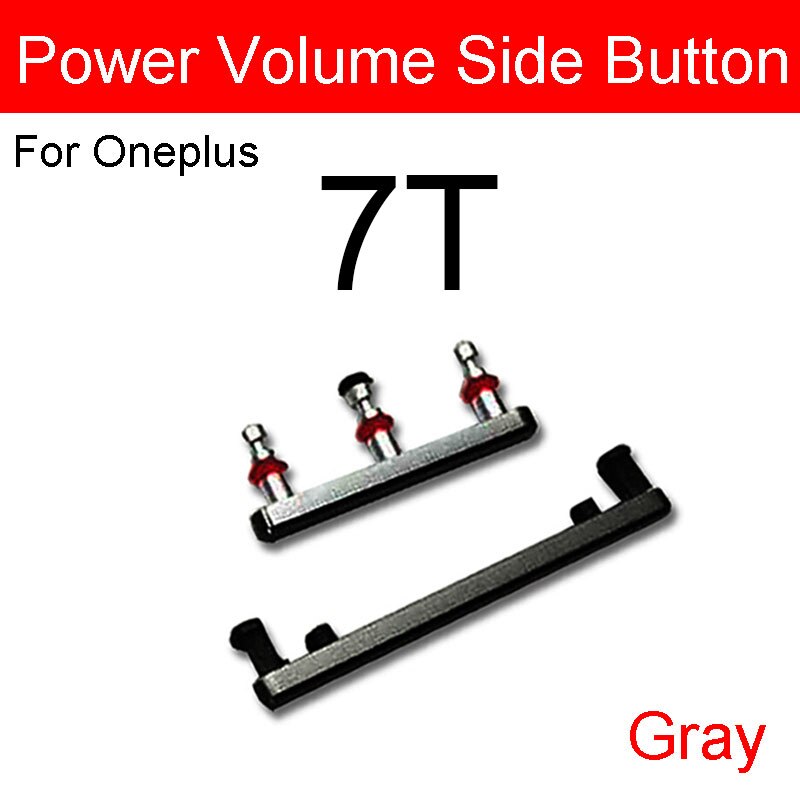 1 botón de volumen lateral + botón de encendido/apagado conjunto de botones para Oneplus 7 7T Pro botón de encendido de volumen piezas de repuesto de teclado: 7T gray 