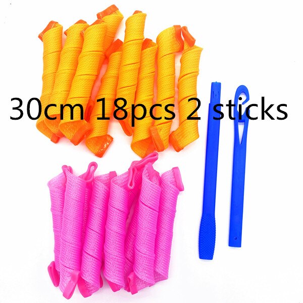 18pcs 30cm magic leverag perfect hair curler spiral curls roller No Heat Hair Curlers Colored Hair Rollers with Styling: Default Title