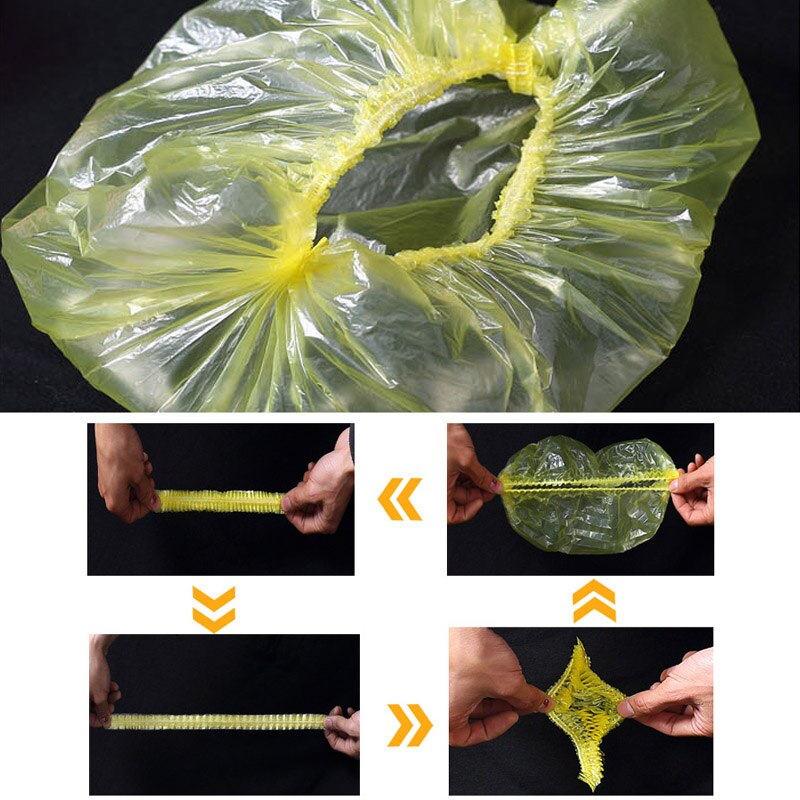 100Pcs Waterproof Shower Caps Hats Women Men Disposable Elastic Plastic Shower Bath Caps For SPA Hair Salon