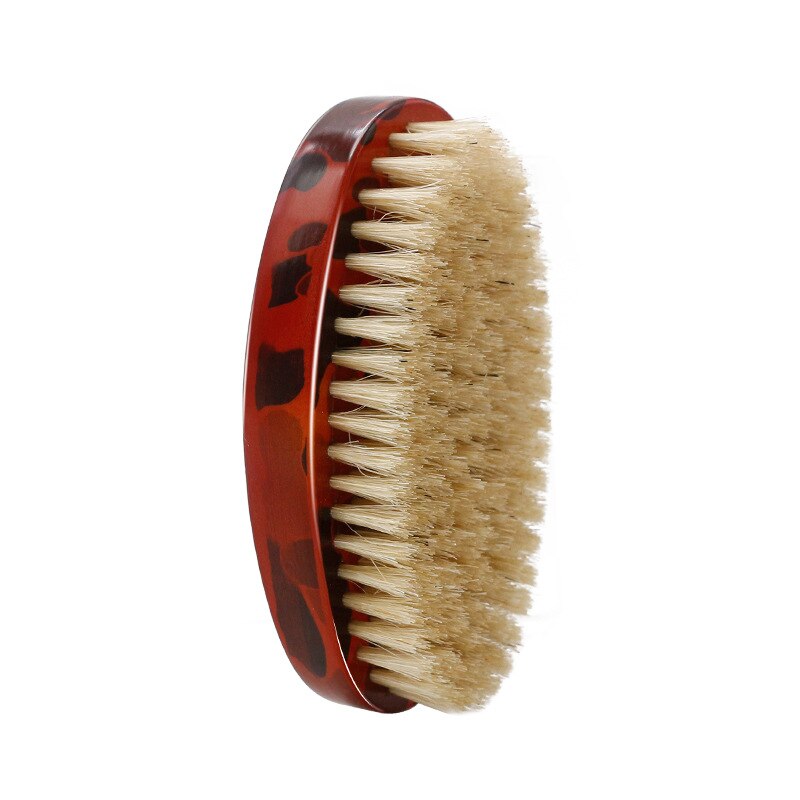 1Pcs Man Baard Borstel Varkenshaar Scheerkwast Gezichtshaar Snor Reinigingsborstel Beuken Houten Kam Mannen wave Haar Borstel: red style 01