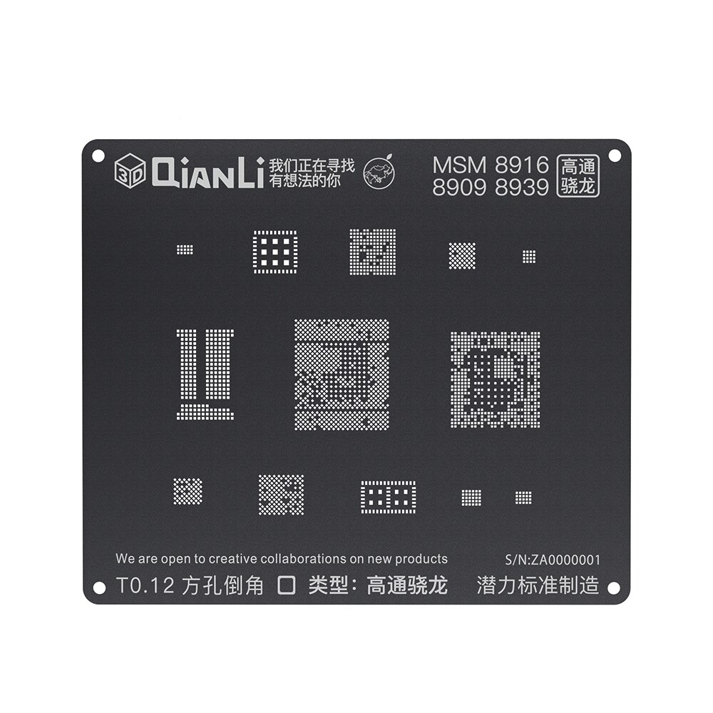 Qianli iBlack 3D EMMC DDR Android BGA Reballing Stencil for Qualcomm EMMC DDR MTK 6582 MSM8916 8917 8939 8953 8940 Kirin 665