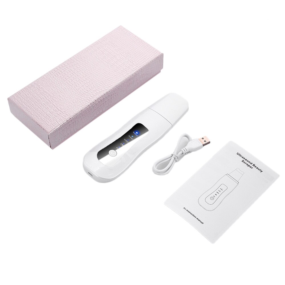 Lcd Elektrische Exfoliator Comedondrukker Ultrasone Huid Scrubber Gezicht Peeling Machine Rimpel Remover Gezicht Lifting Machine: with box