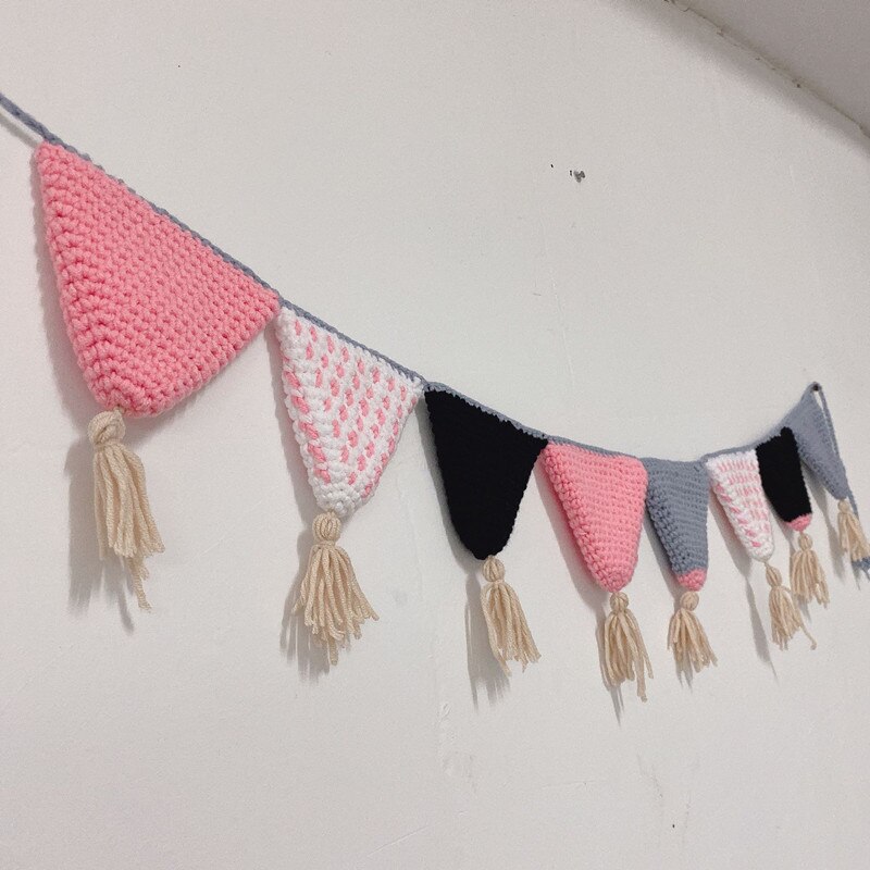 Nordique pur coton à la main au Crochet fanion suspendus drapeau enfants chambre décoration maison tenture murale décor bébé
