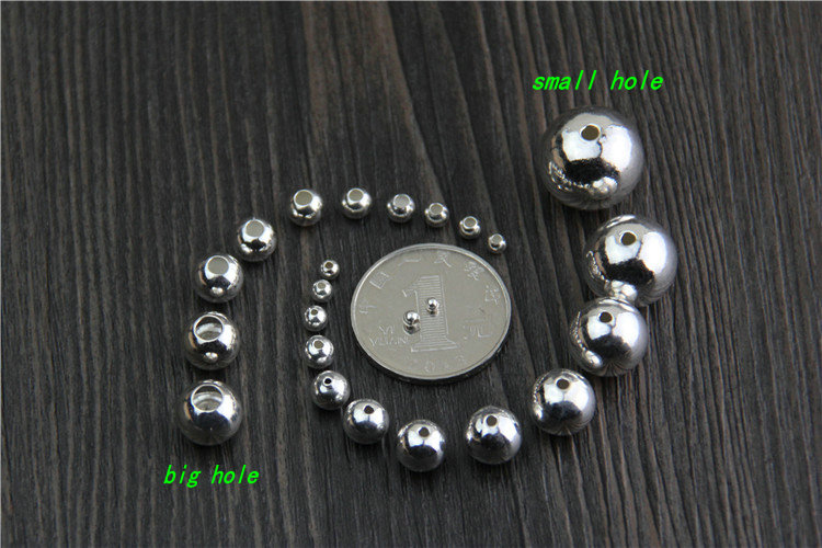 50PCS 925 Sterling Silver Round Loose Beads Spacer Beads for DIY Handmade Bracelet Necklace Jewelry Findings&Component